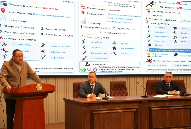 “Yangi O‘zbekiston talabalar Olimpiadasi” sport musobaqalarini o‘tkazish yuzasidan o‘quv seminari bo‘lib o‘tdi.